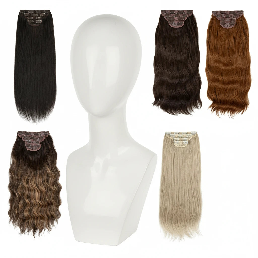 4pcs/set Synthétique Long Wave Clip In Hair Extensions 22 » Thick Hairpiece For Women Brown Blonde Black Natural Fake Hair