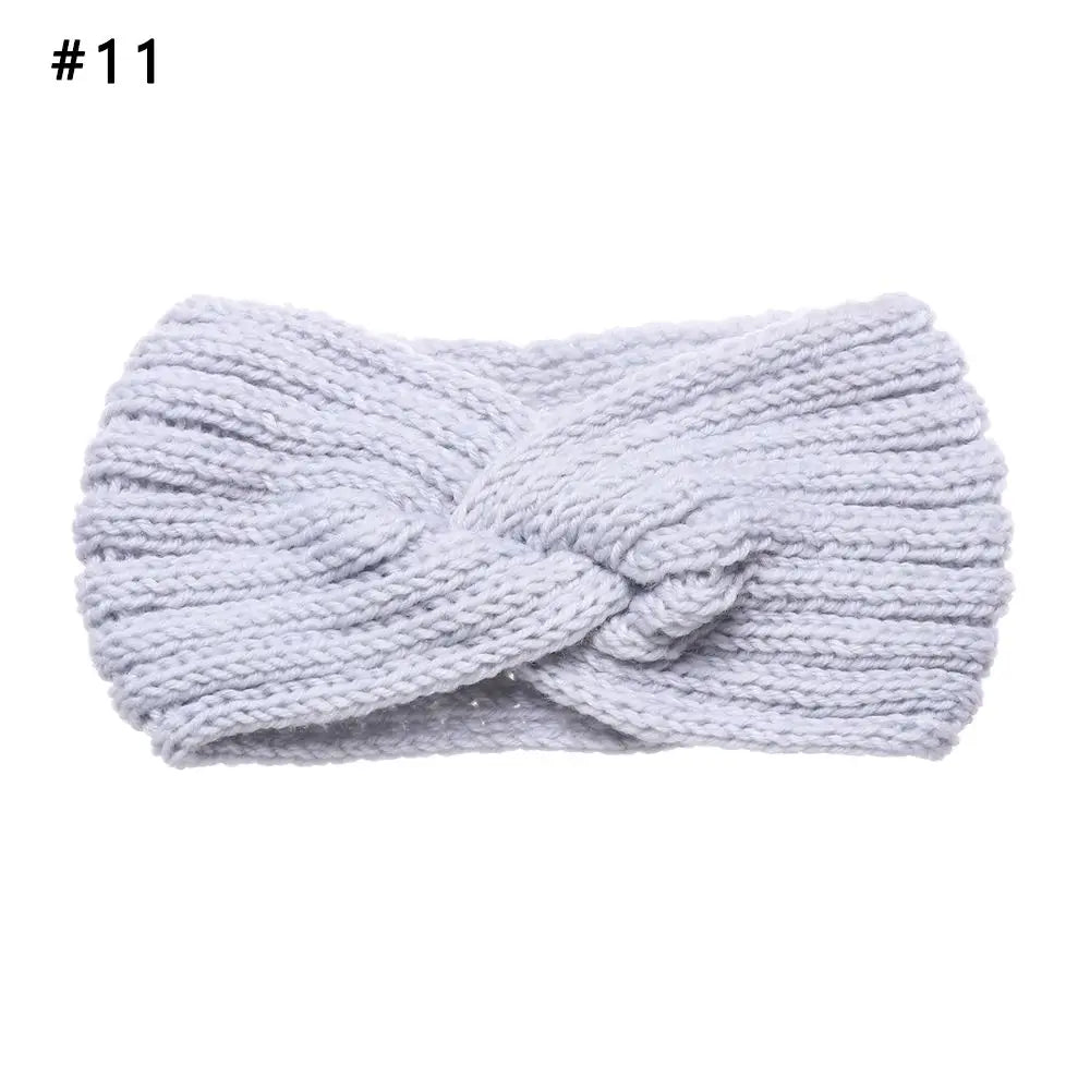 Women Weaving Cross Headband Knitting Warm Headwear Leopard Bowknot Turban Wide Fashion Winter Cycling Crochet Turban Colorful