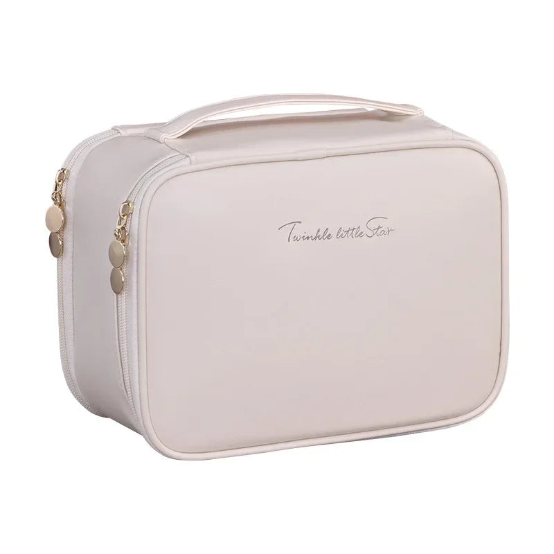 Sac cosmétique de luxe double couche sac de rangement de bijoux de cloison portable grande capacité organisateur de cosmétiques essentiels de voyage