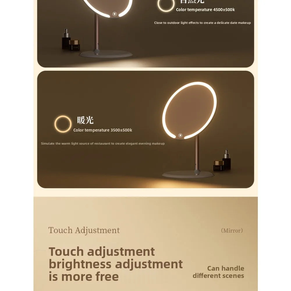 Makeup LED Touch Screen Makeup Mirror Foldable Illuminated 3 Colors Lighting Modes USB Rechargeable Cosmetic Mirror Tools Mirror