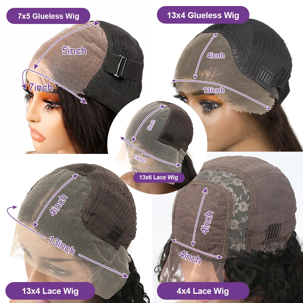 Perruque Bob frontale en dentelle ondulée pré-plumée13x4 Perruque avant en dentelle Short Bob Loose Wave 4x4 Lace Closure Wig 200%