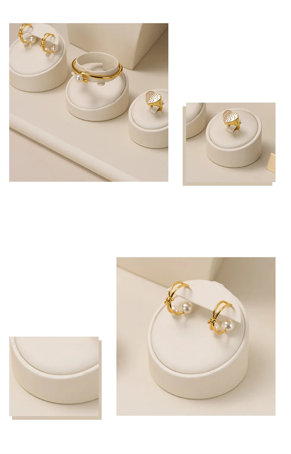 Ciyye Beige Jewelry Counter Display Set Props Shop Cabinet Display for Necklace Earring Ring Jewelry Stand Storage Organizer Set