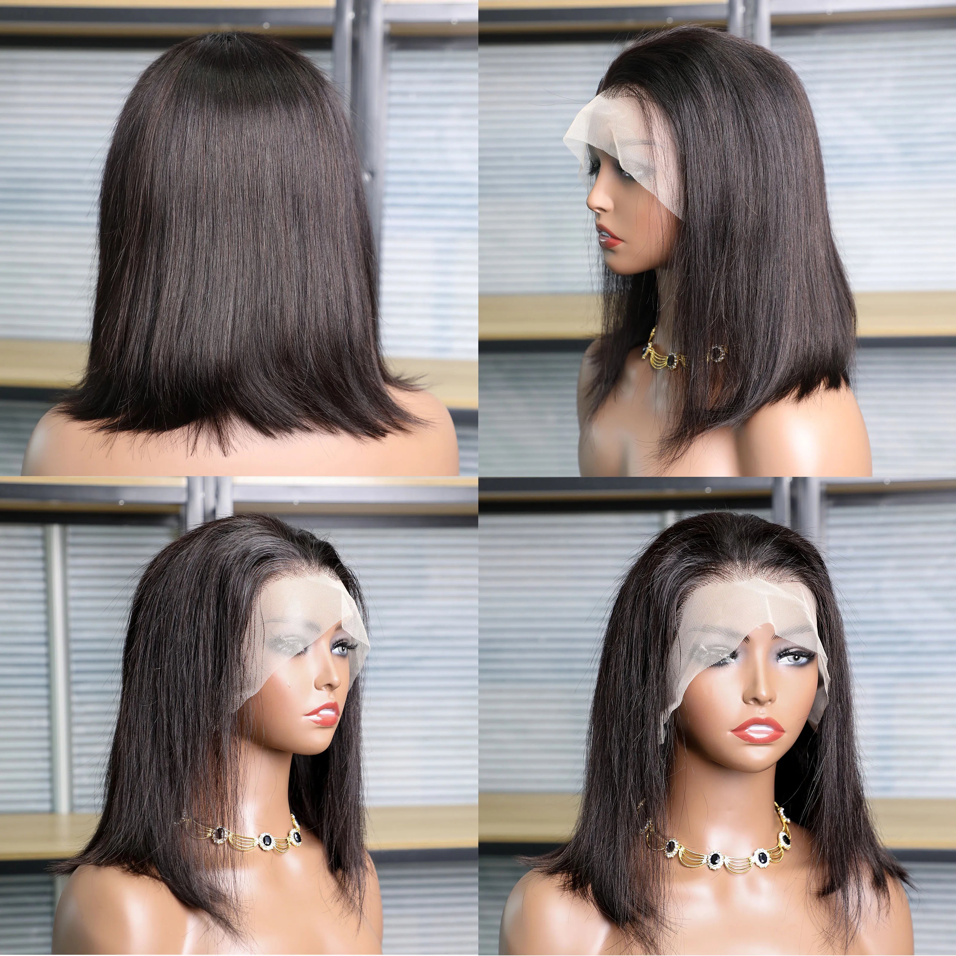 BOB Lace Front Wig Cheveux Humains Straight 180% Full Density 13x4 HD Transparent Lace Frontal Wigs bob hair lace front wig For Women