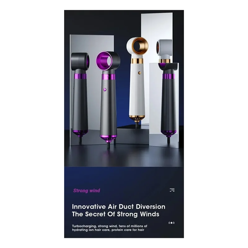 ABBZ-Sèche-cheveux multifonction 5 en 1 Peigne à air chaud Tige de curling automatique Peigne à cheveux droit Outil de coiffage Prise américaine à séchage rapide