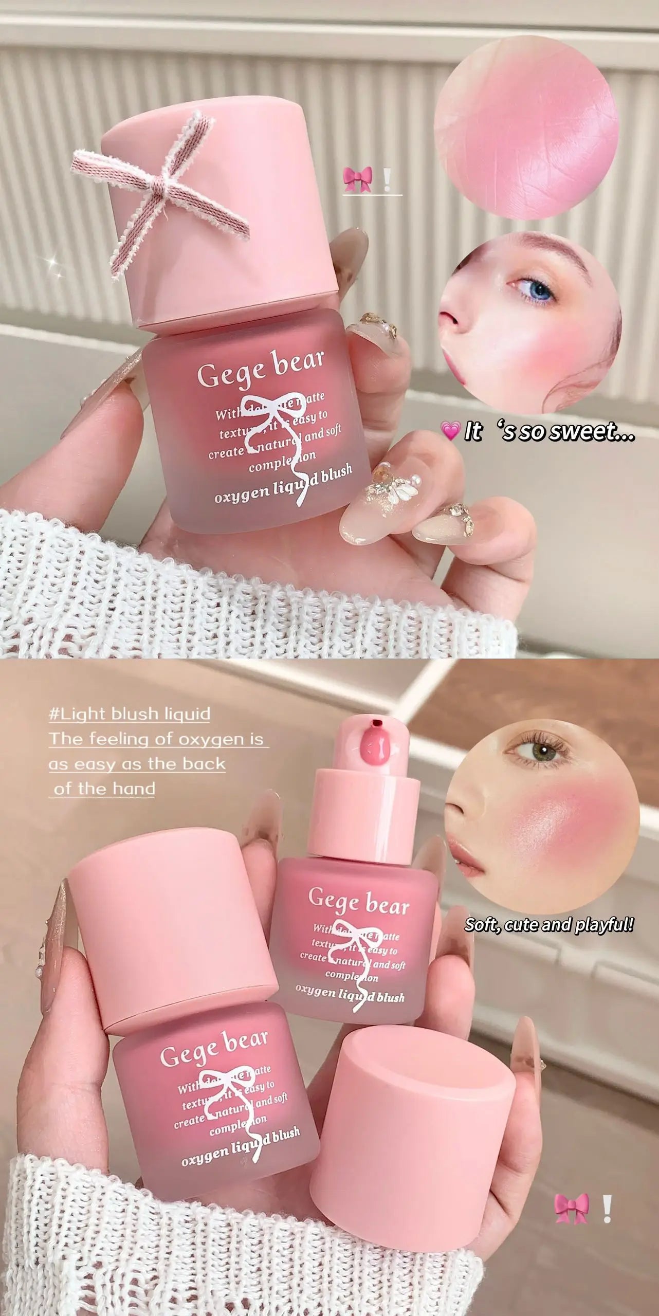 Gege Bear Light Blush Liquid Moisturizing Mirror Vitality Moisturizing Whitening Brightening Natural Rouge