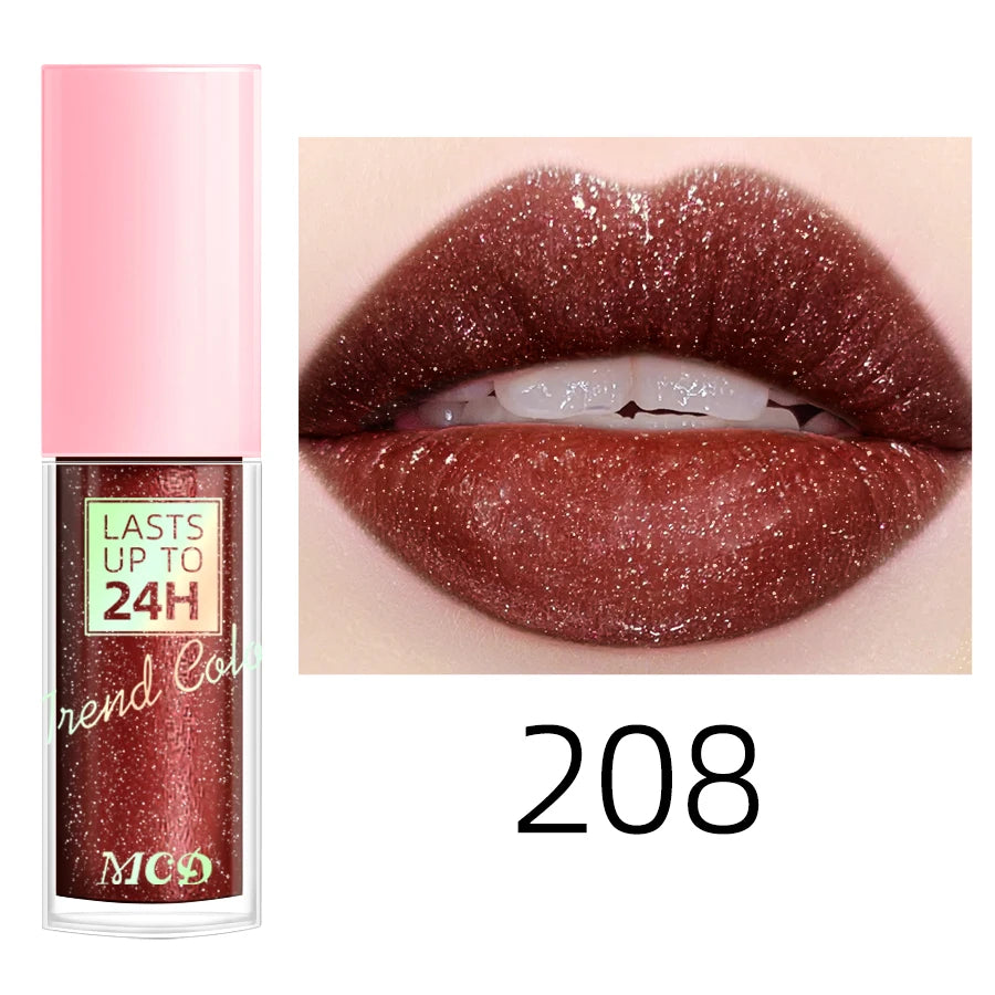 18 couleurs paillettes 1pcs Lip Glaze Gloss à lèvres longue durée Rouge à lèvres liquide imperméable Maquillage Huile à lèvres Teinte à lèvres Baume à lèvres hydratant
