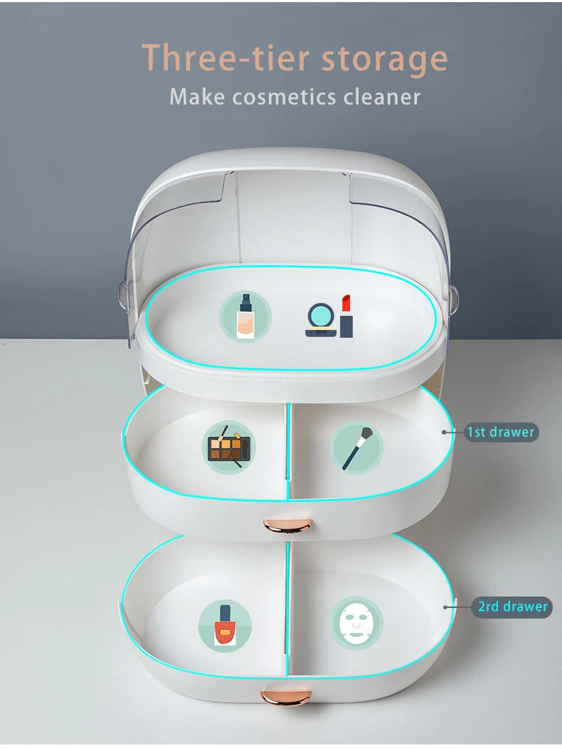 Conteneur de maquillage Boîte de vernis Organisateur de rangement de bureau Tiroir de maquillage Grande boîte Capacité cosmétique Stockage Organisateur de bijoux pour ongles