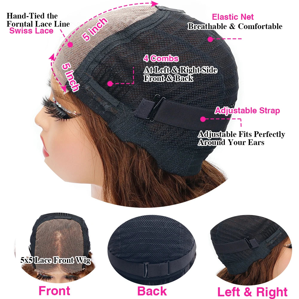 Full Frontal 360 HD Dentelle Transparente 40 46 Pouces De Long Droite 5x5 Fermeture Cheveux Humains Pré-plumés Perruques