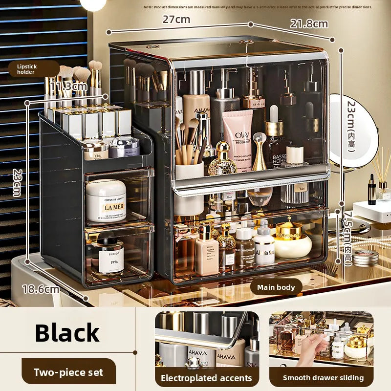 Grande boîte de rangement cosmétique acrylique multicouche Capaci Organisateur de bureau anti-poussière pour les produits de soins de la peau