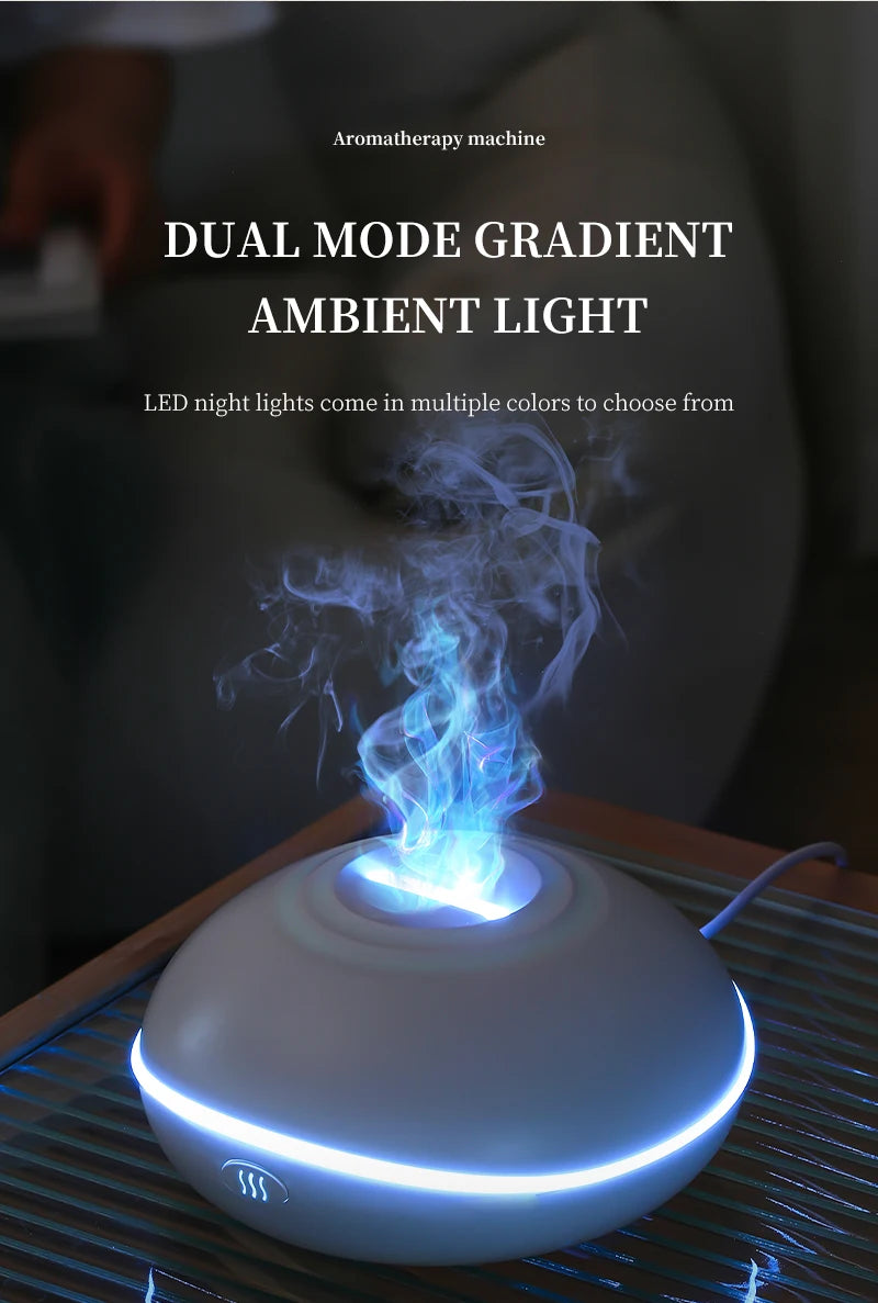 High Quality Aroma Diffuser Essential Oil Lamp 200ml USB Portable Air Humidifier with Color Flame Night Light