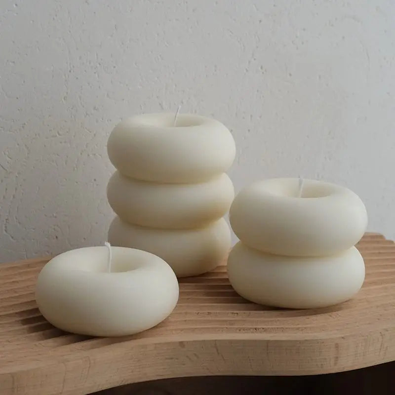 Ins Wind Donut Aromatherapy Candle Round Solid Color Candle Creative Home Decoration Candle Bedroom Smoke Free Birthday Gift