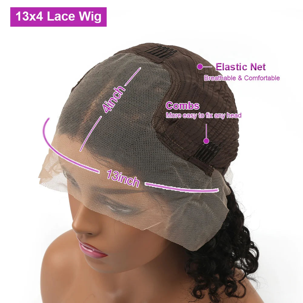 Perruques Cheveux Humains Courts Droits 13X4 Cheveux Humains 16 Pouces Cosplay 200 %