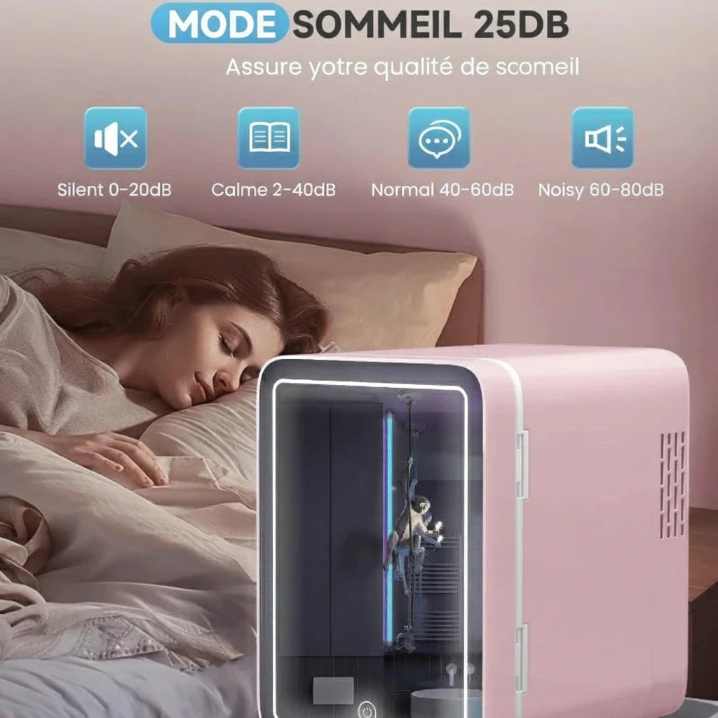 Skincare Fridge with Dimmable LED Light Mirror, 4L Makeup Mini Fridge for Bedroom, Car