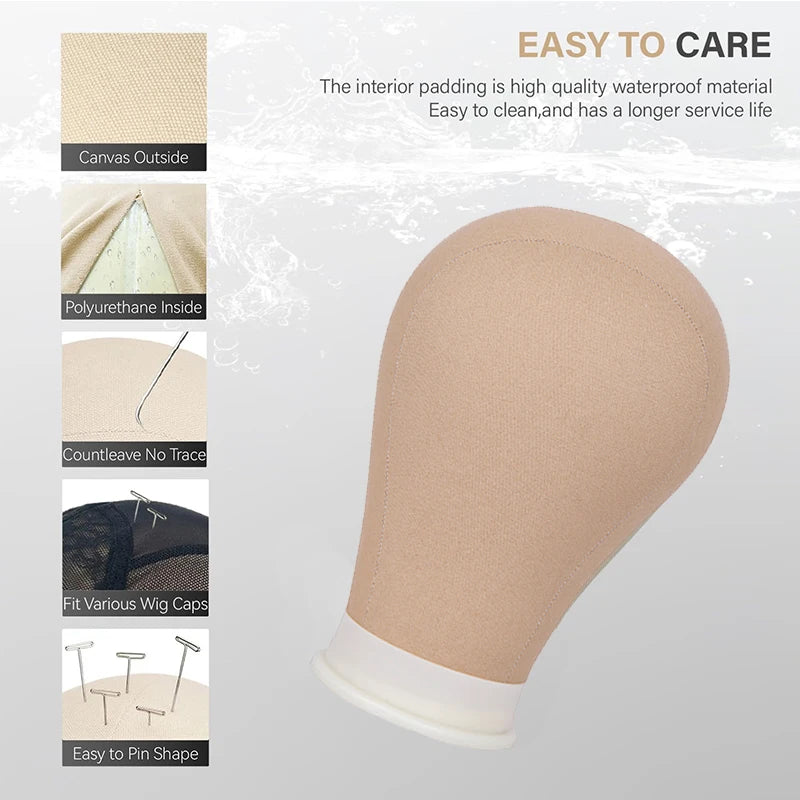 1 Piece Canvas Head For Wigs Salon Styling Head With Mount Hole For Wig Making Weave Hair Braiding Stand Hat Display Stand