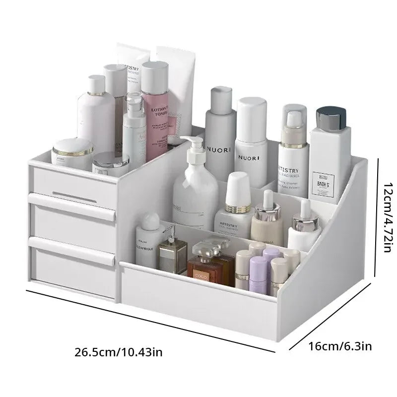 White Drawer Makeup Storage Box Dormitory Finishing Plastic Shelf Cosmetics Skin Care Dressing Table Desktop Makeup Organizer