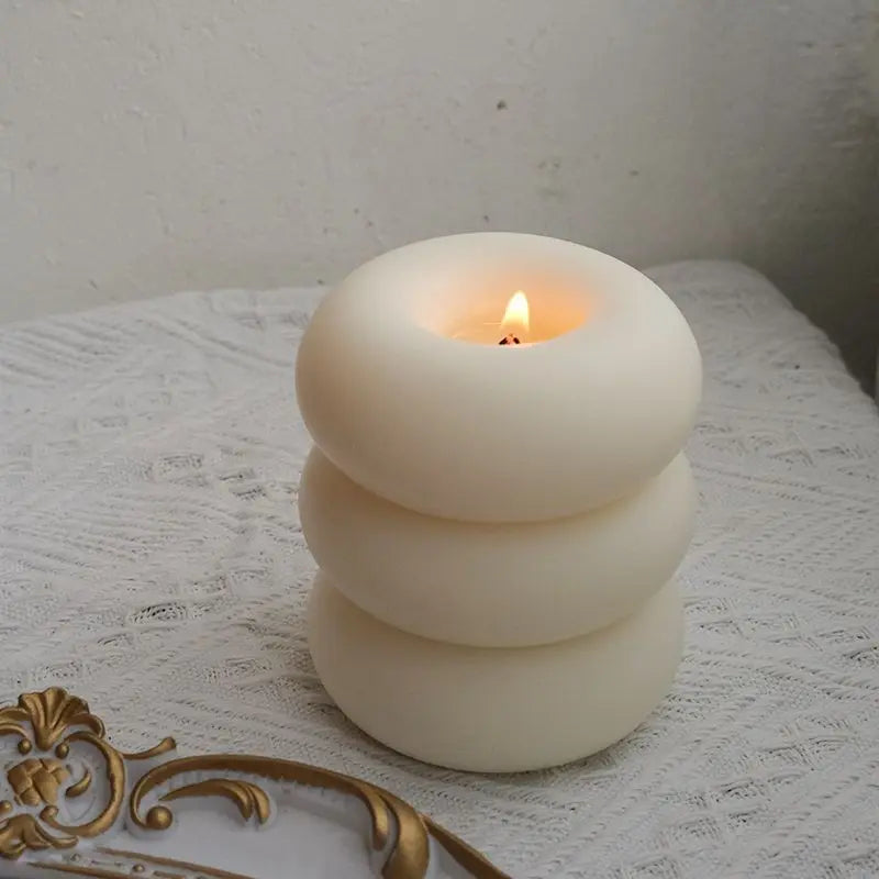 Ins Wind Donut Aromatherapy Candle Round Solid Color Candle Creative Home Decoration Candle Bedroom Smoke Free Birthday Gift