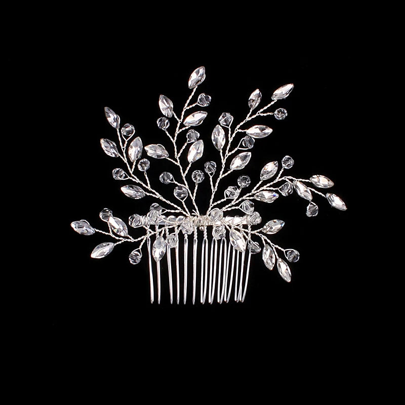 New Silver Alloy Hair Comb Handmade Pearls Rhinestones Fashion Metal Headpiece Elegant Hair Jewellery Accessory For Women