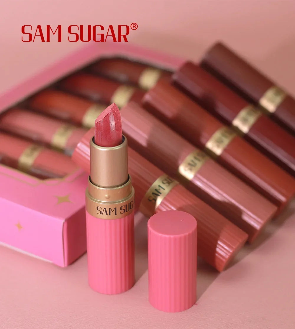 Rouge à lèvres Diamond Glitter Hydratant Rose étincelant Imperméable Brillant à lèvres Métallique Rouge à lèvres Sexy Teinte à lèvres Maquillage des lèvres