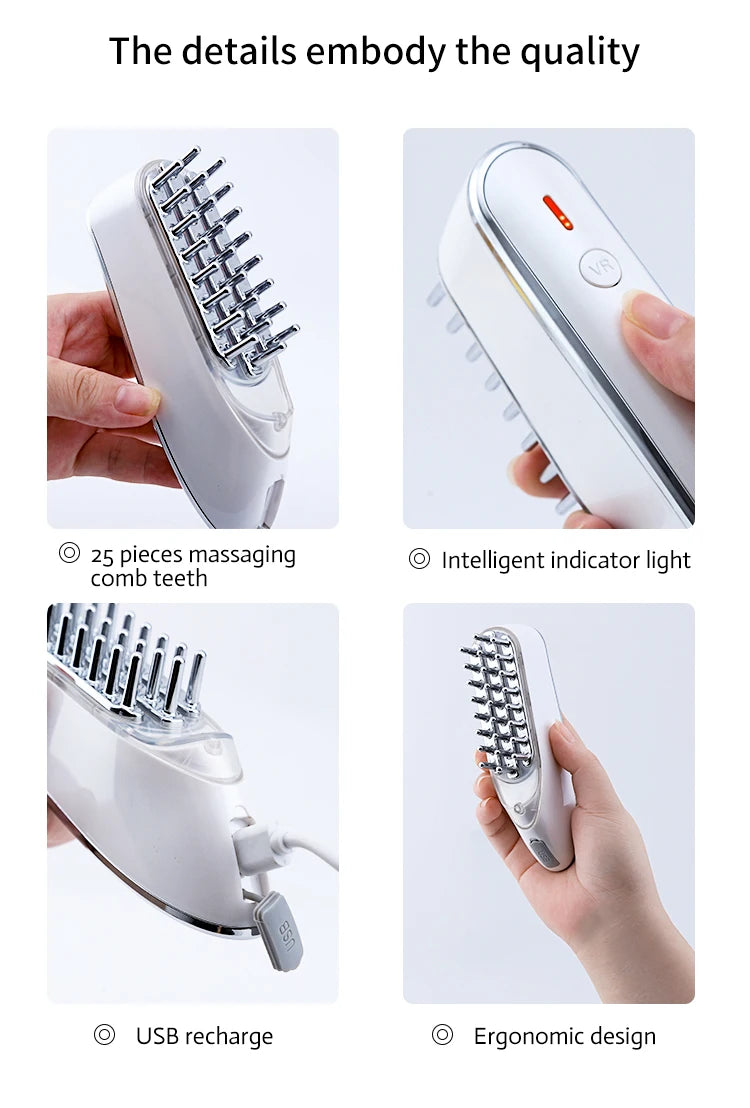 Peigne de soins capillaires à micro-importation électrique EMS, peigne de massage méridien multifonction, brosse de massage capillaire rechargeable USB