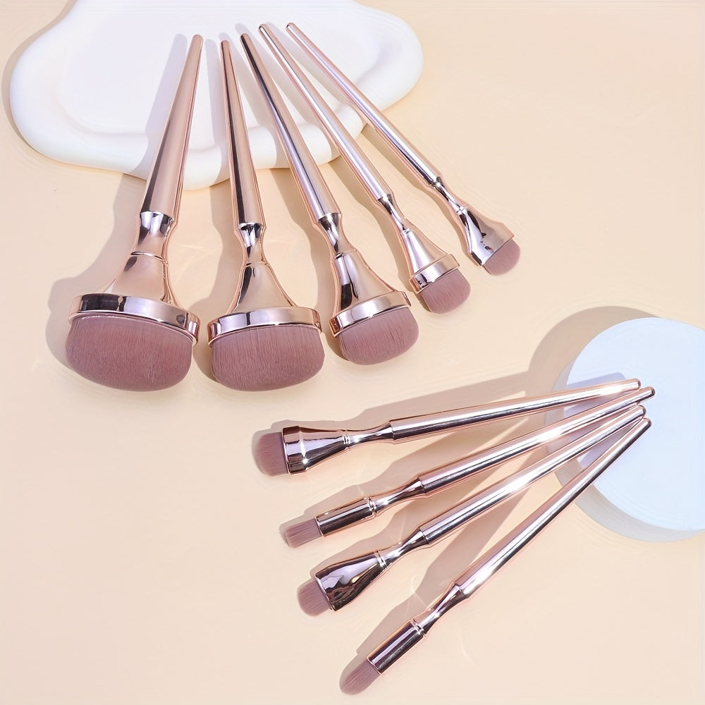 Ensemble de 9 pinceaux de maquillage, de forme ovale, poils en nylon, non parfumé, tous les types de peau