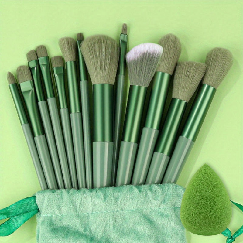 13PCS Ensemble de pinceaux de maquillage doux et moelleux avec éponge de maquillage