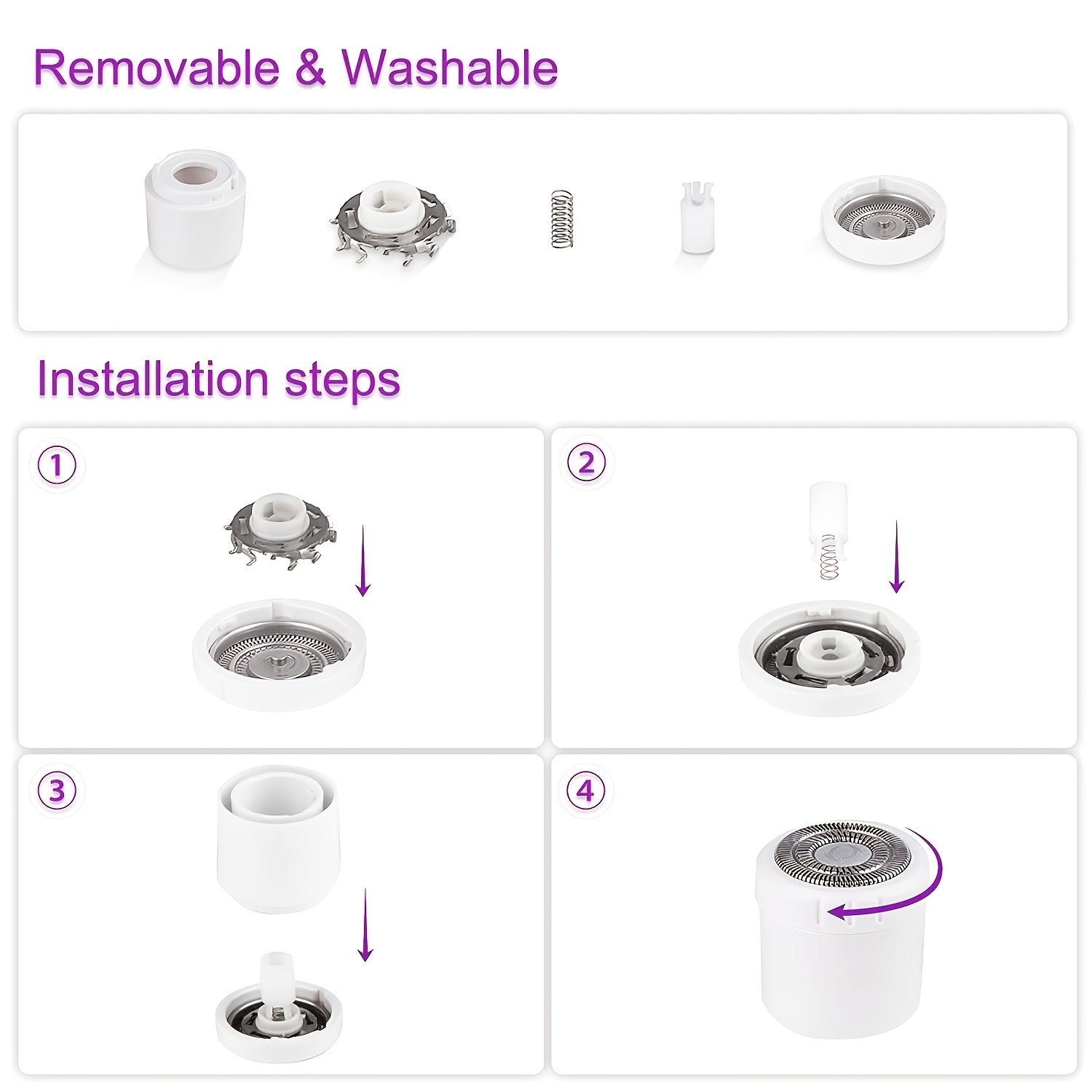 Rasoir électrique pour femmes, rasoirs pour rasage Rasoir sans fil 4 en 1 pour femmes visage, jambes et aisselles, tondeuse de bikini portable épilation humide et sèche, sans fil - Micro USB rechargeable