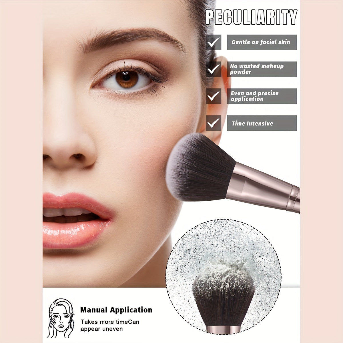 Ensemble de 55 pinceaux de maquillage pour le visage et les yeux avec sac de toilette, 30 brosses, arceaux à cheveux, bracelets, 5 grandes et 5 mini éponges de beauté, 5 ventilateurs et 5 bouffées de pouce, et un bol de nettoyage au pinceau de maquillage