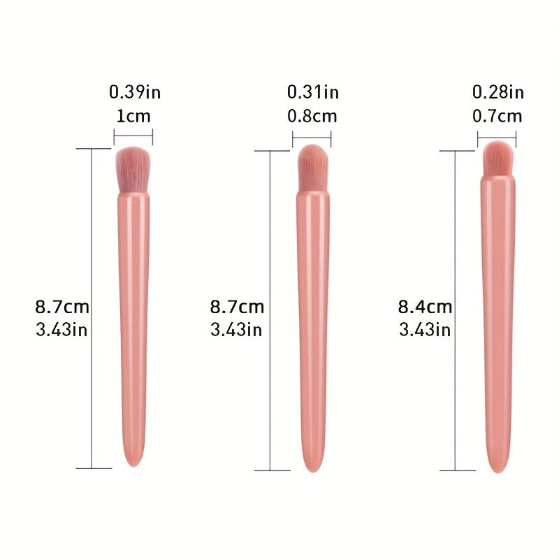 Ensemble de mini pinceaux de maquillage portables 5 pièces/ensemble avec miroir et étui - Poudre à cheveux en fibre douce et pinceaux