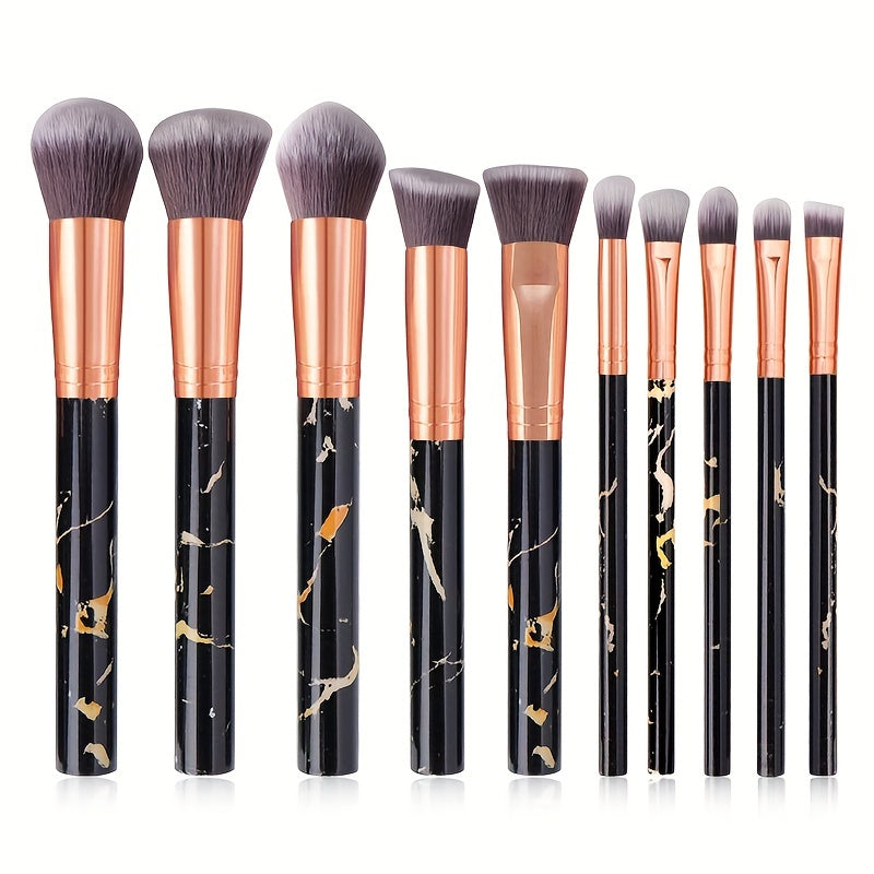 Ensemble de 10 pinceaux de maquillage en marbre de qualité supérieure