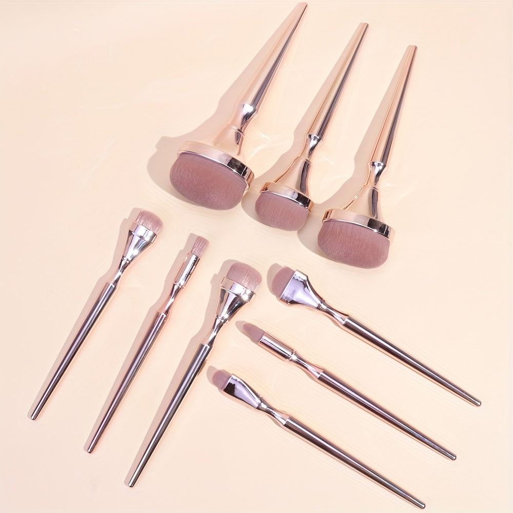 Ensemble de 9 pinceaux de maquillage, de forme ovale, poils en nylon, non parfumé, tous les types de peau