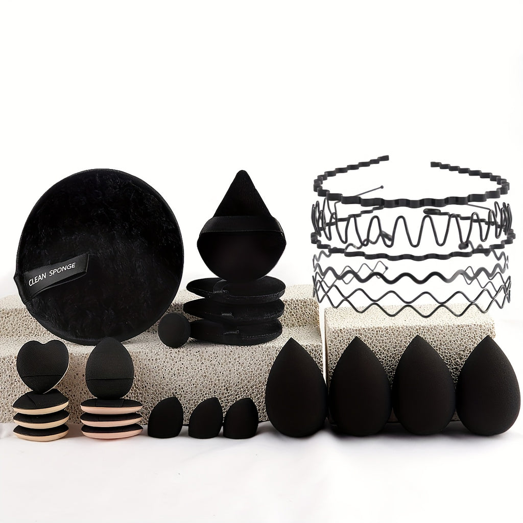 26pcs/47pcs de kit de maquillage complet noir tendance, sac de maquillage portable de grande capacité, pour répondre à tous vos besoins de beauté, cheveux en fibre douce pour beige clair sensible