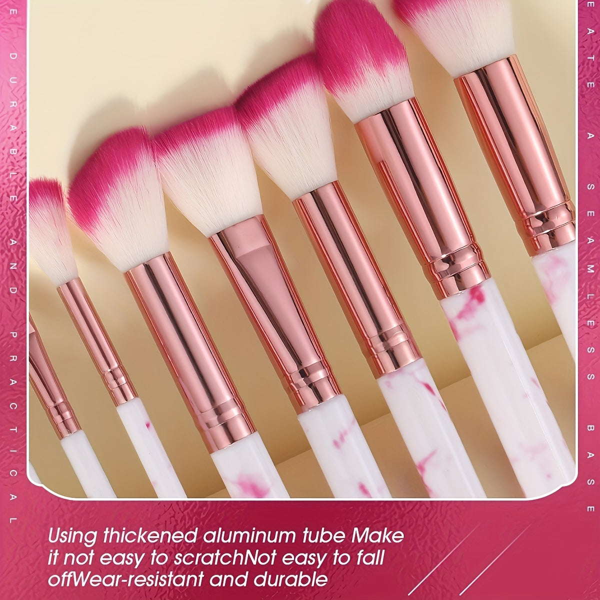 Ensemble de 10 pinceaux de maquillage en marbre de qualité supérieure
