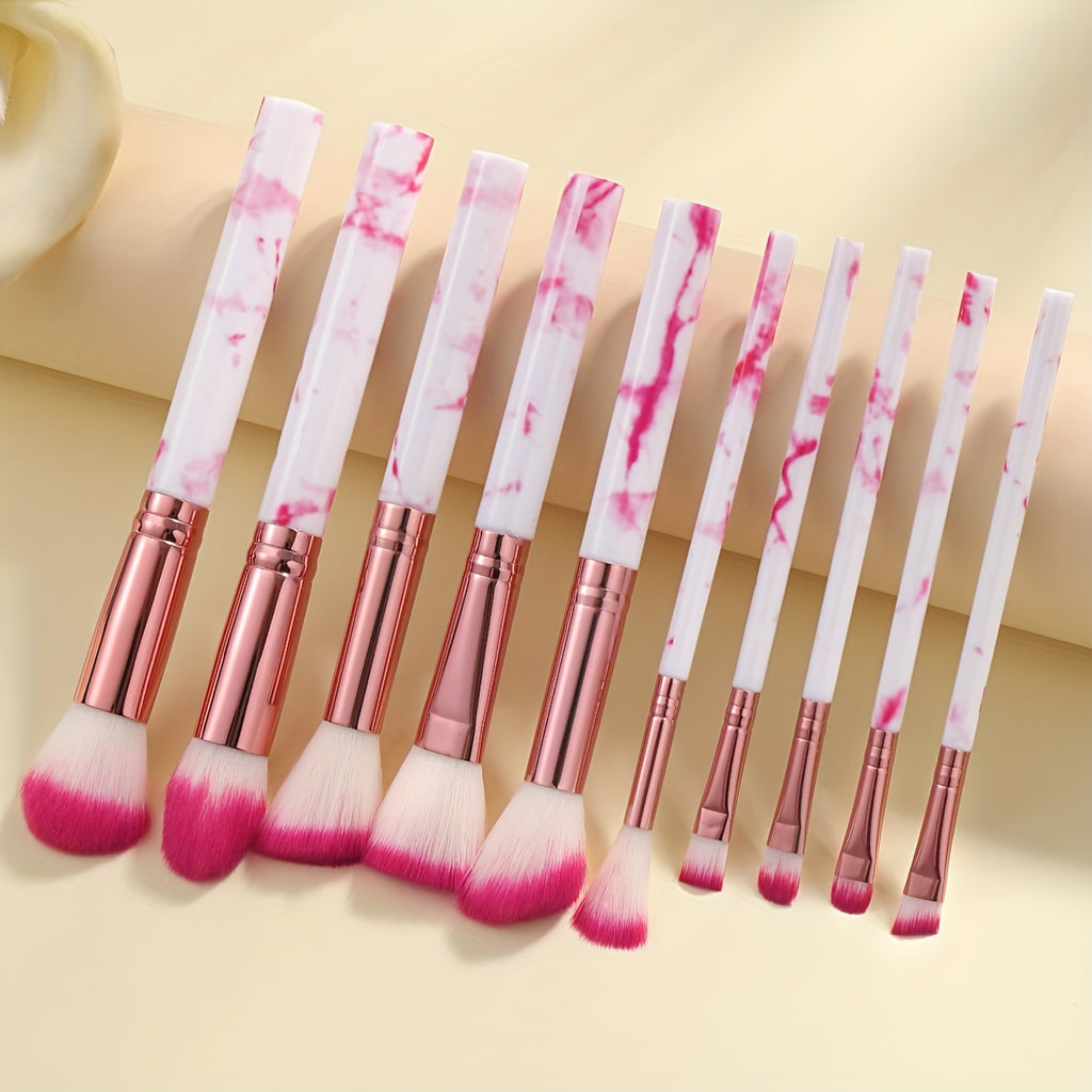 Ensemble de 10 pinceaux de maquillage en marbre de qualité supérieure