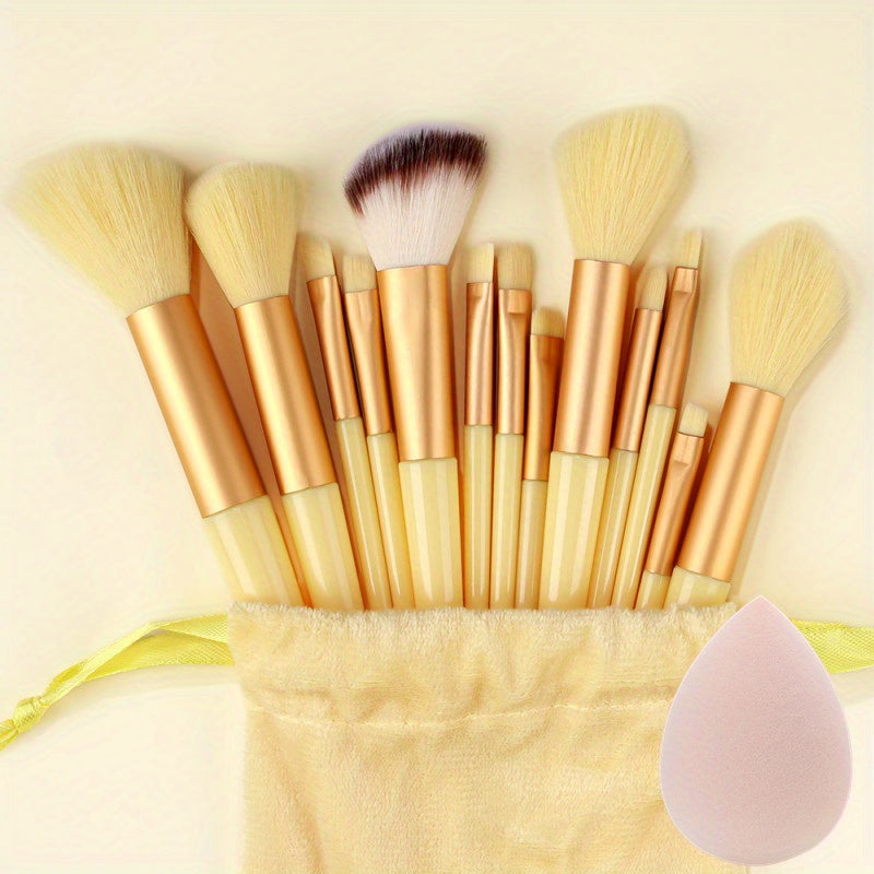 13PCS Ensemble de pinceaux de maquillage doux et moelleux avec éponge de maquillage