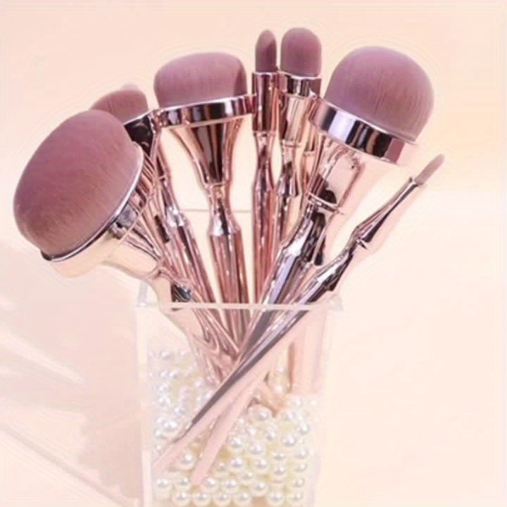 Ensemble de 9 pinceaux de maquillage, de forme ovale, poils en nylon, non parfumé, tous les types de peau