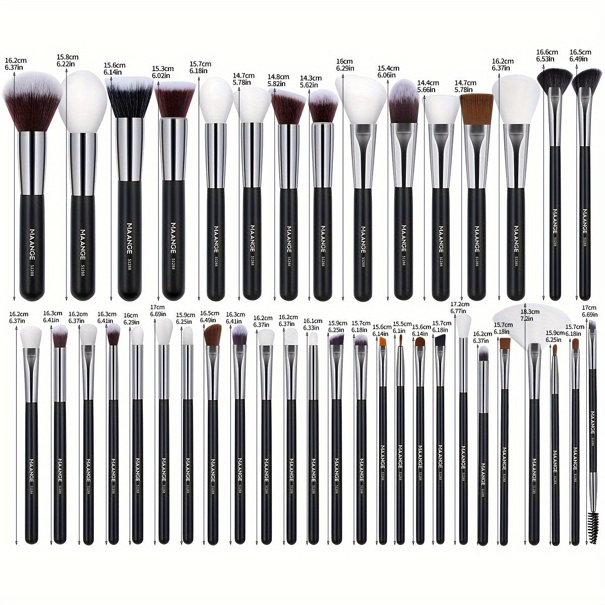 Ensemble de pinceaux de maquillage MAANGE 40pcs Premium - Comprend des pinceaux de fond de teint, de poudre,etc…