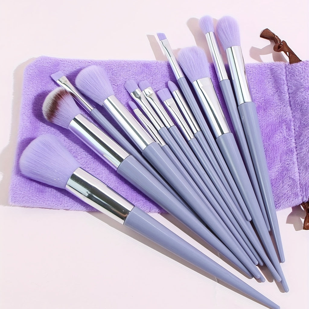 13PCS Ensemble de pinceaux de maquillage doux et moelleux avec éponge de maquillage