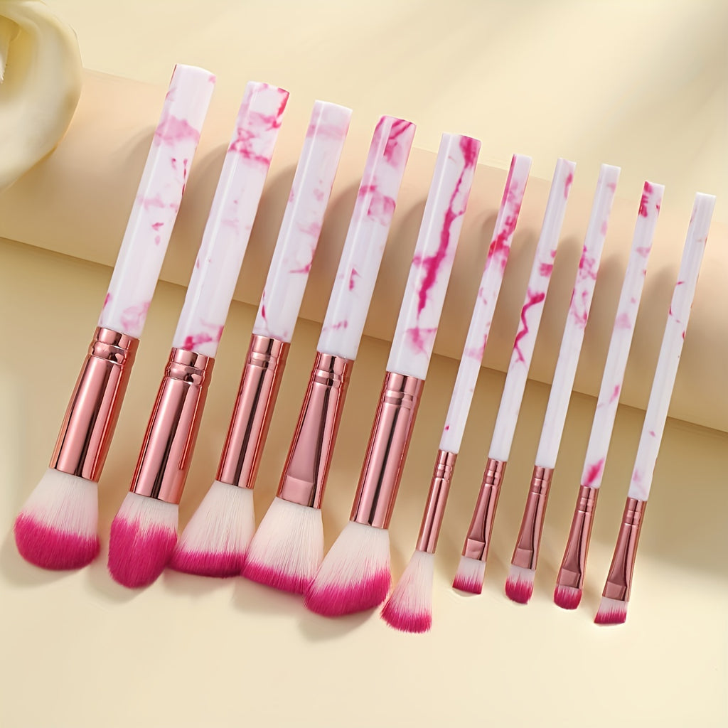 Ensemble de 10 pinceaux de maquillage en marbre de qualité supérieure
